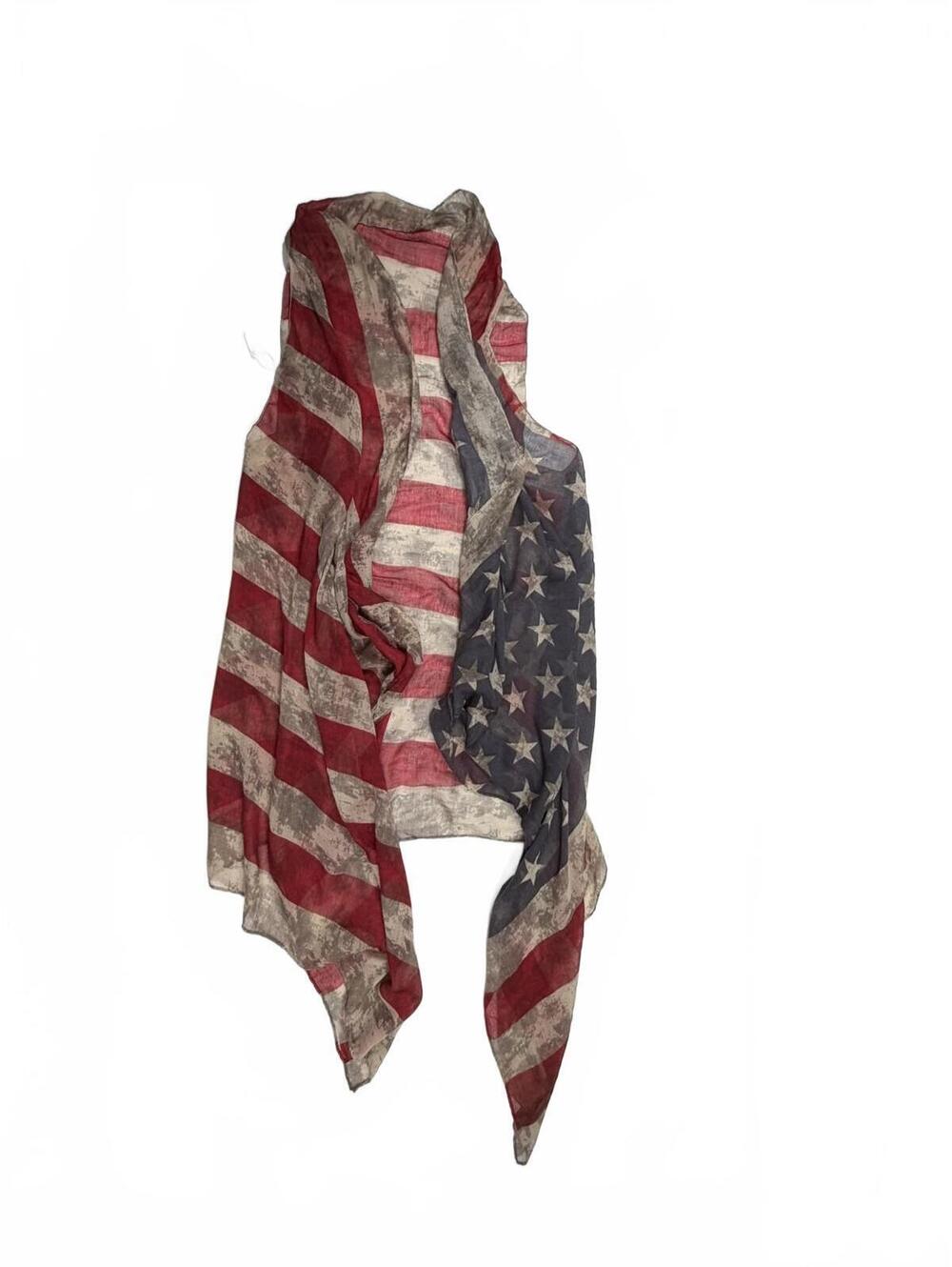 Vintage American Flag Pattern Lightweight Scarf 100% Viscose